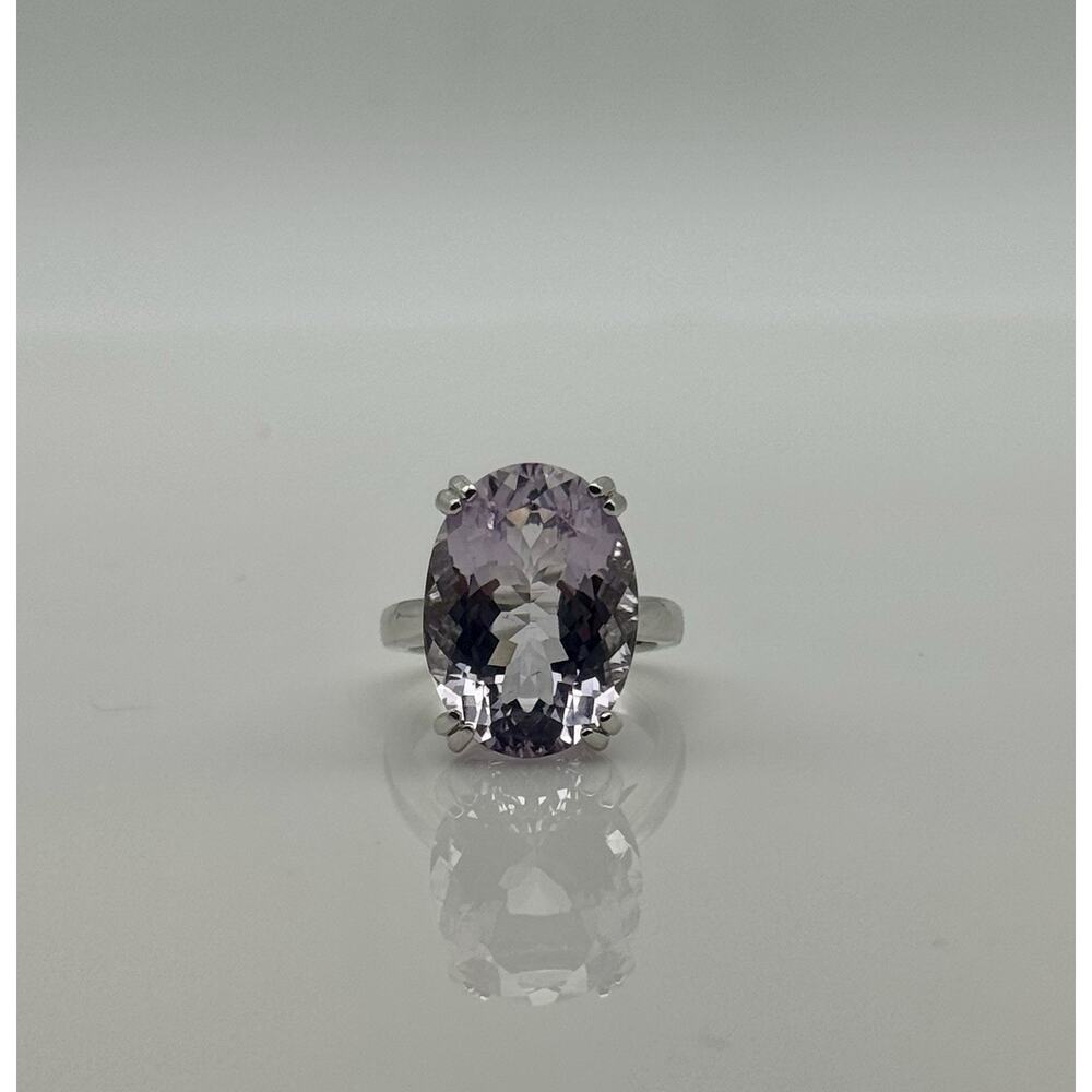 Light Amethyst Ring Natural Handmade In USA Rhodium Plated Size 5.5